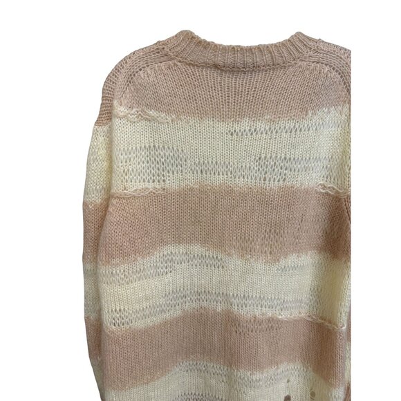 Distressed Knit Beige & Cream Stripe Sweater XXS By Acne Studios - Picture 8 of 9